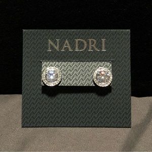 Nadri Round CZ Halo Stud Earrings